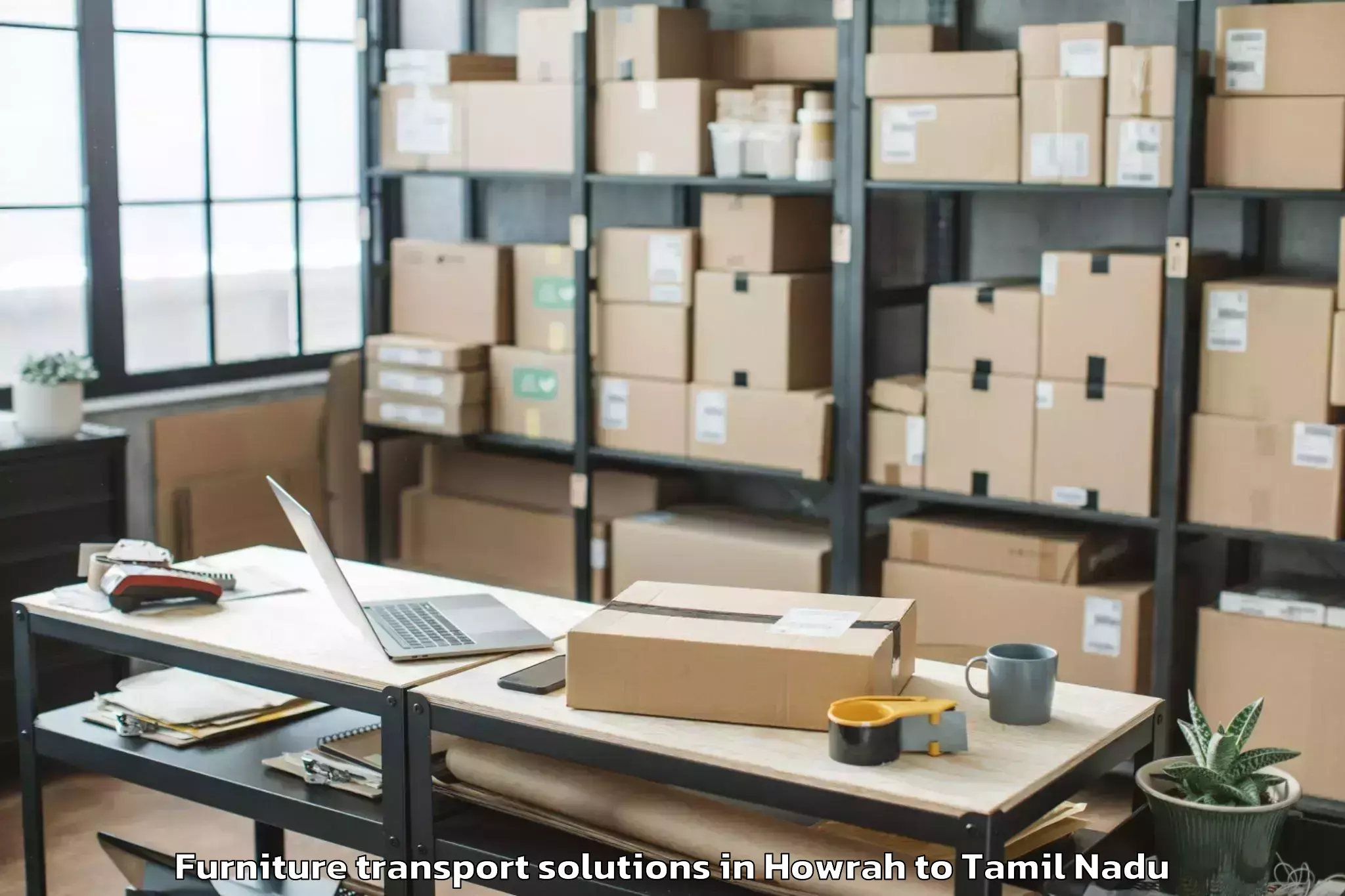 Affordable Howrah to Avudayarkoil Furniture Transport Solutions